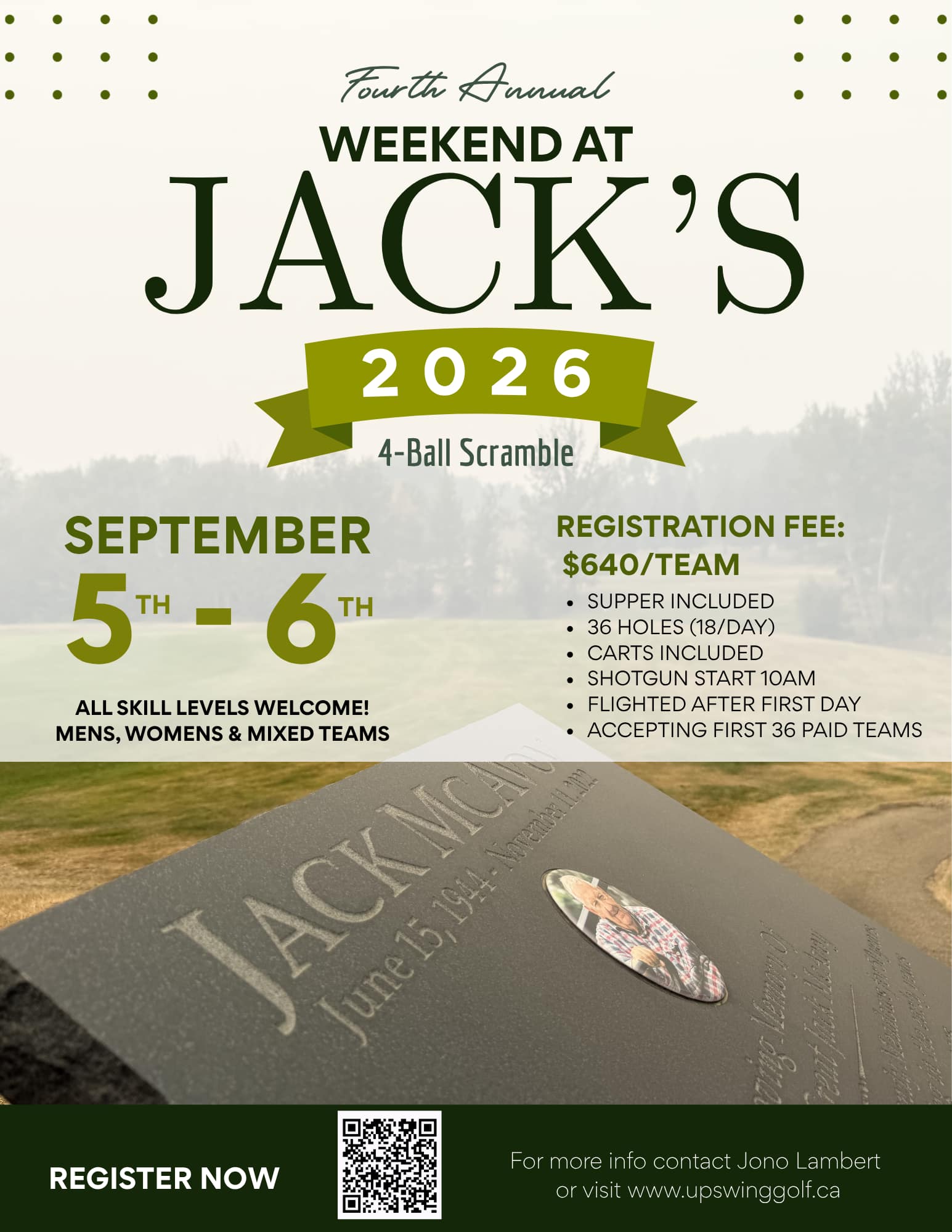 Sponsor logo for "Weekend at Jack's" Four-Ball Scramble